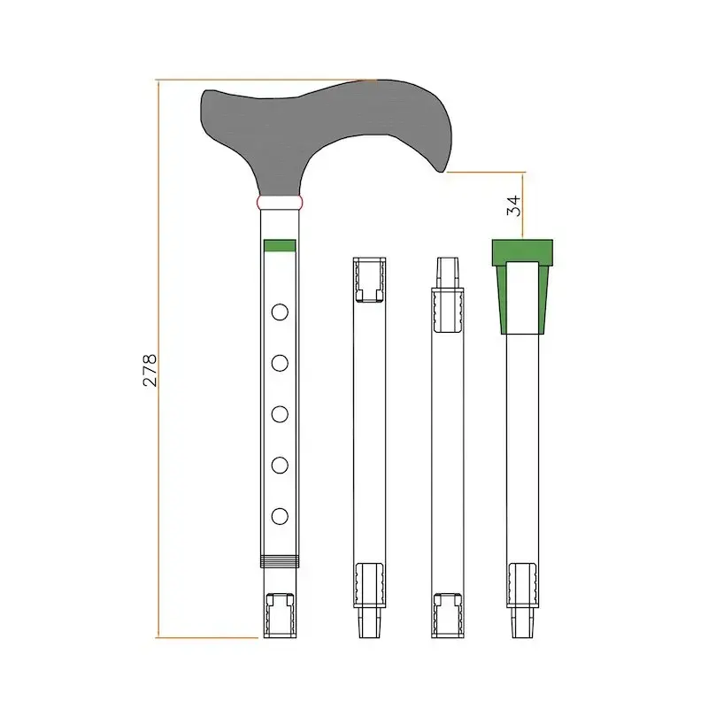 最美的拐杖|讓長輩時時刻刻都能有安全感【北匠輔具 別具匠心】 11 四折五段拐杖CADdrawing